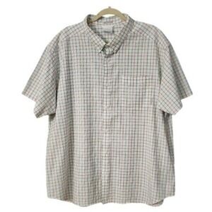 Columbia Button Down Shirt Mens XXL White Plaid Short Sleeve